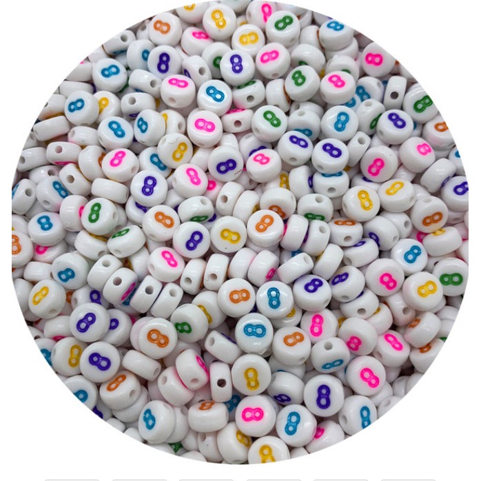 Set 100 Hạt Xâu Chuỗi 7mm &quot;0-9&quot; Hình Oval / Vuông Nhiều Màu Dùng Để Làm Đồ Trang Sức Thủ Công