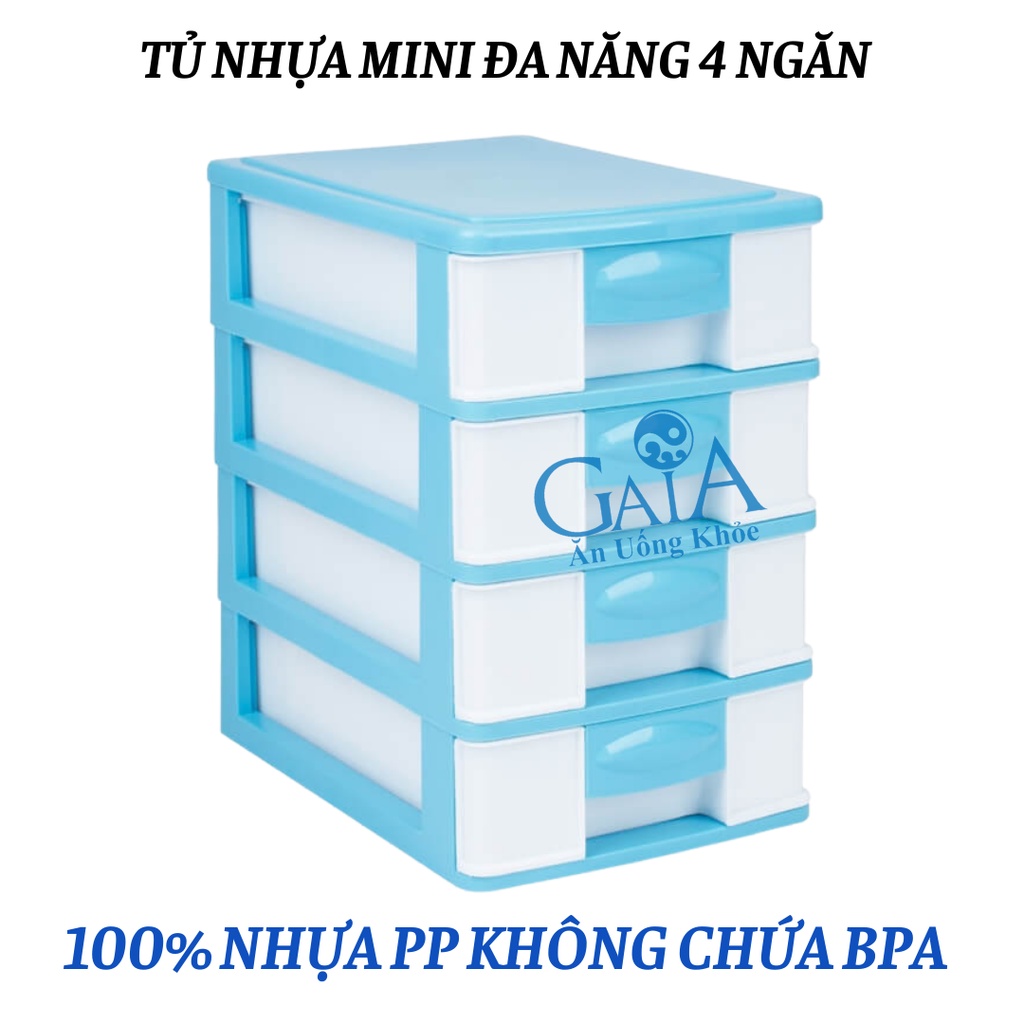 Tủ nhựa đa năng 4 ngăn đựng đồ để bàn tiện dụng tiết kiệm không gian 100% nhựa PP Đại Đồng Tiến an toàn sức khỏe