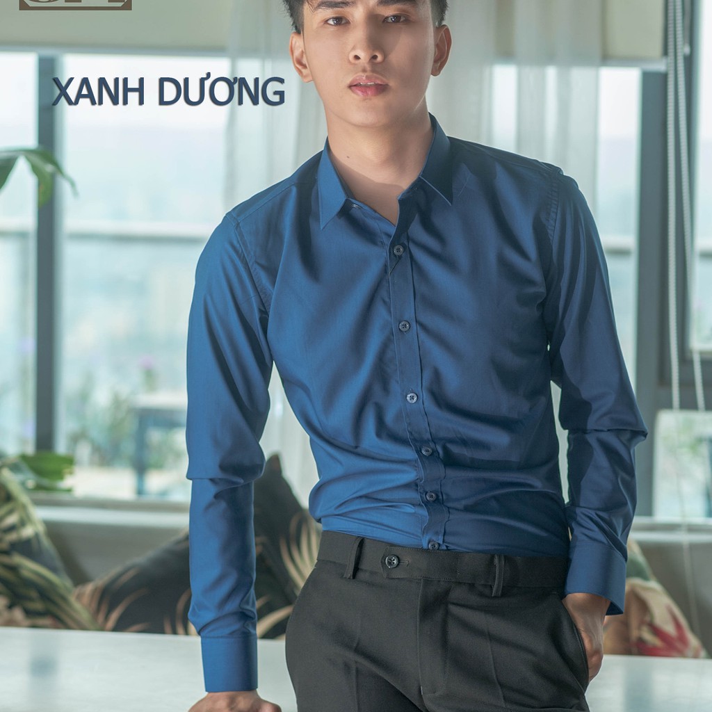 Áo sơ mi nam trắng dài tay HTSM MAGNOR vải trơn, vải Polyspun chống nhăn, cổ bẻ, dáng slimfit công sở không túi ngực | BigBuy360 - bigbuy360.vn