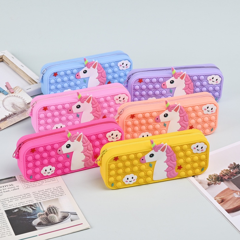 Hộp Đựng Bút Bằng Silicone Hình Kỳ Lân Pikachu Dành Cho Trẻ Em