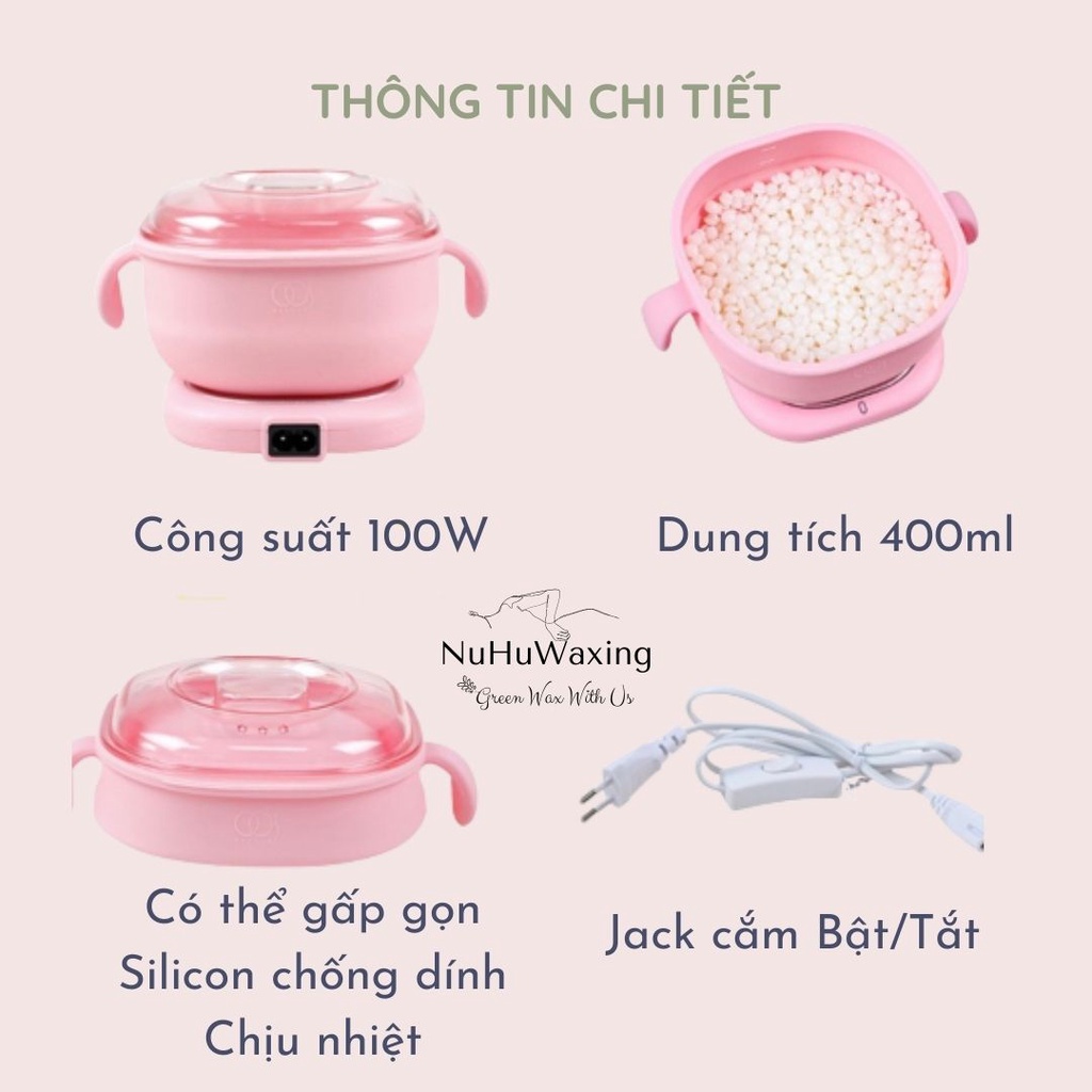 Nồi nấu sáp wax lông CHỐNG DÍNH SILICON, nhỏ gọn, dễ vệ sinh, chịu nhiệt | Nuhuwaxing