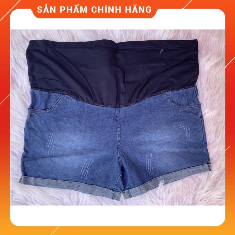 Quần sooc bầu gập gấu❤chất jean xịnco giãn bầu mặc thỏa mái❤️quần bầu đùi mùa hè có chun chỉnh theo từng thai kỳ❤️QB106