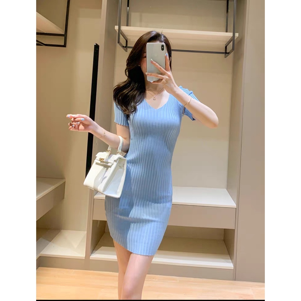 [MEILI] Đầm len ôm body tôn dáng có chất thun