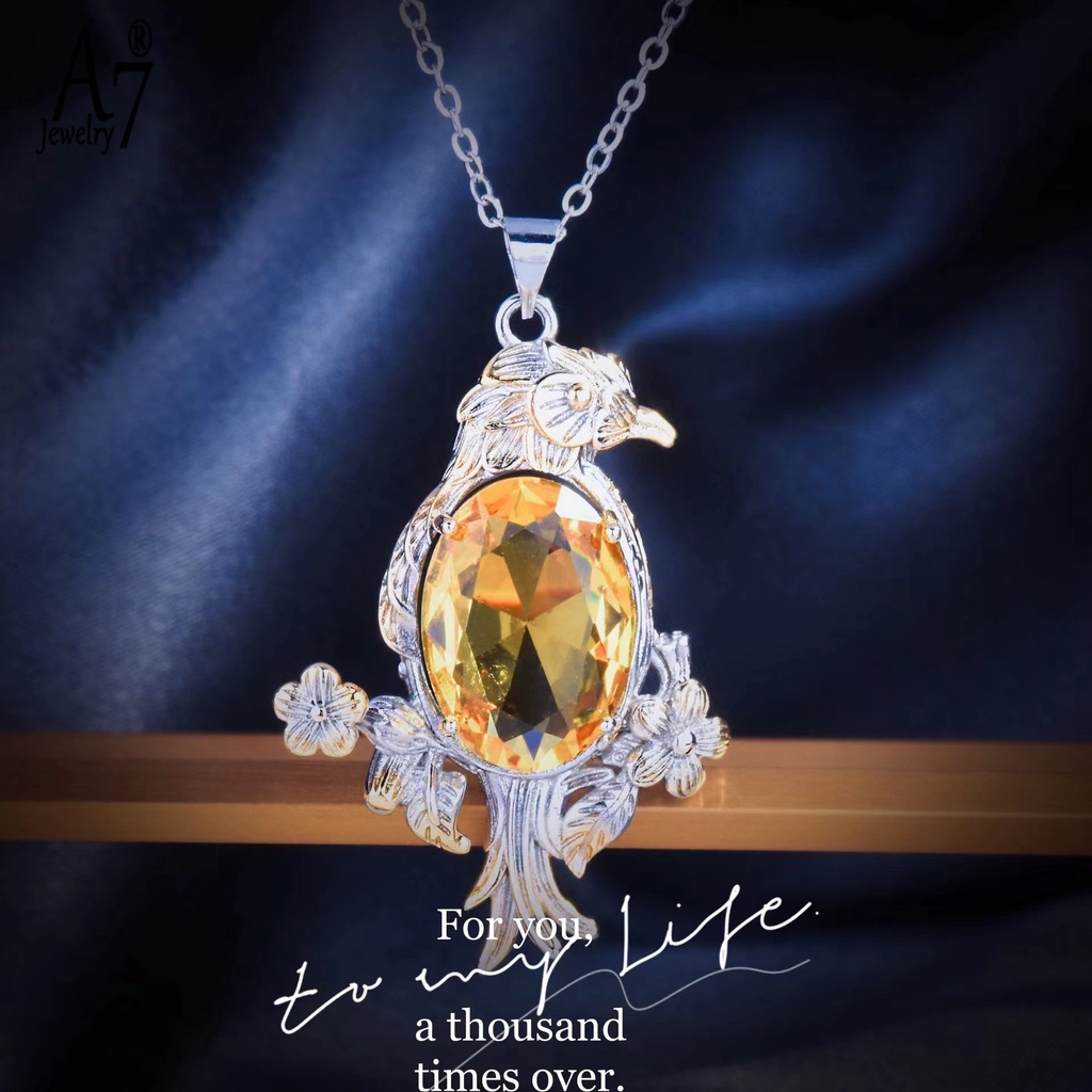 Vòng cổ Mặt Đại Bàng A7 Đính Đá Pha Lê Màu Vàng Cho Nữ