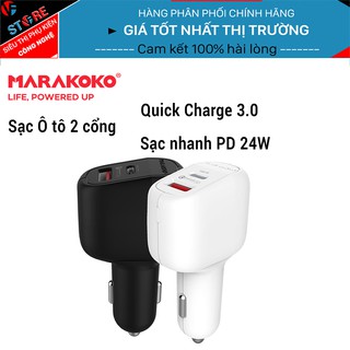 Sạc ô tô 2 cổng sạc nhanh marakoko mac5 quick charge 3.0 và pd 24w marakoko mac5 - chính hãng phân phối
