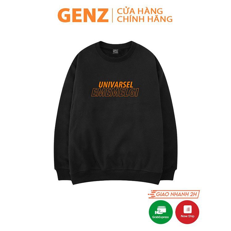 Áo Sweater GENZ dáng Unisex freesize dài tay in chữ UNIVARSEL bản Premium - SW03