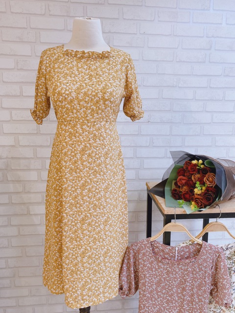 Váy hoa nhí vintage cổ viền bèo tay bồng ngắn tay 🌸 Hàng Quảng Châu | BigBuy360 - bigbuy360.vn