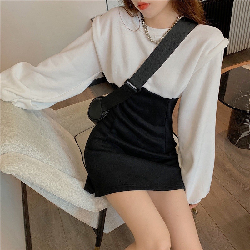 COZOK Đầm tay dài dáng ôm phong cách Hàn Quốc