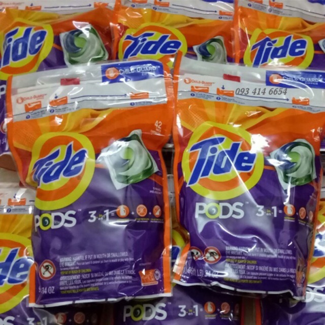 [Mã HCMST5 giảm 10K đơn 99K] Viên Giặt Tide Pods 3 In 1 - MẪU MỚI 2019 LOẠI 42 VIÊN