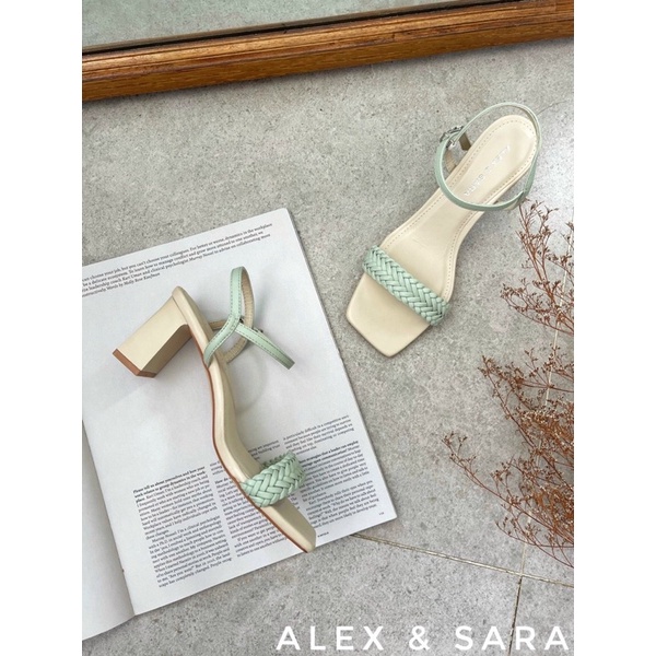 Sandal cao gót giày quai hậu hở mũi quai tết cực xinh