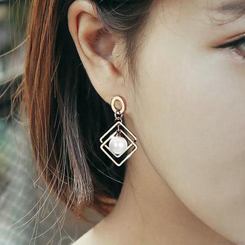 Đôi hoa tai dáng vuông phong cách Hàn Quốc thời trang cho nữ