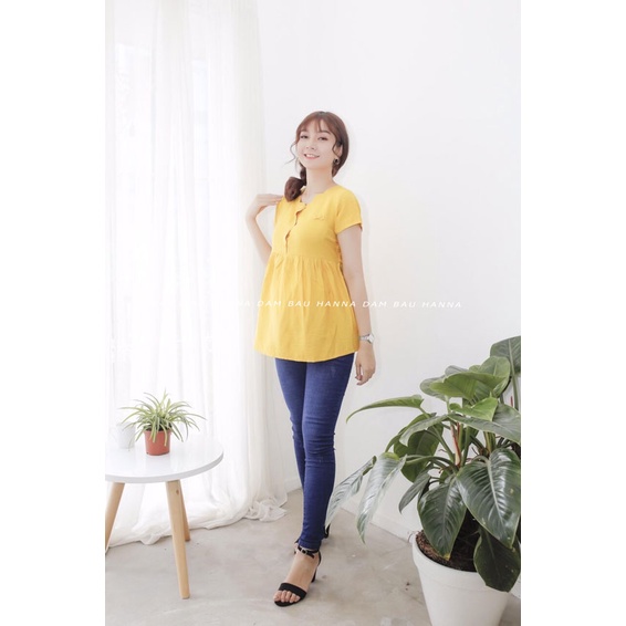 [SIZE 40-70KG] Áo bầu công sở màu trắng dễ thương vải đũi cao cấp mềm mát fom baby doll vải thấm mồ hôi tốt cho mùa hè