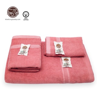 Combo khăn tắm-gội-mặt màu hồng