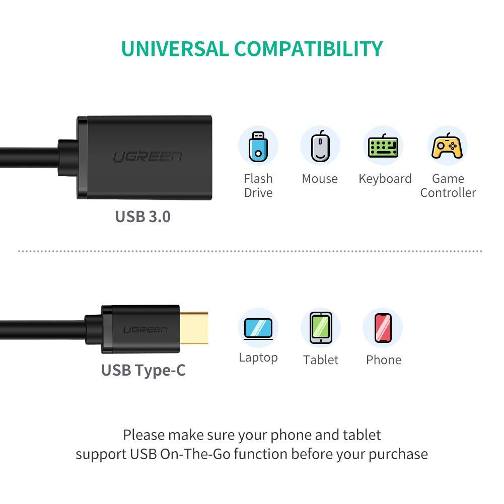 Ugreen 30701 - Cáp OTG USB Type C sang USB 3.0 ✔HÀNG CHÍNH HÃNG ✔