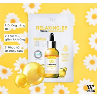(Hộp 10 Miếng) Mặt Nạ Dưỡng Trắng & Phục Hồi dành cho Da Nhạy Cảm - WSKIN Relaxing B5 + Lô Hội