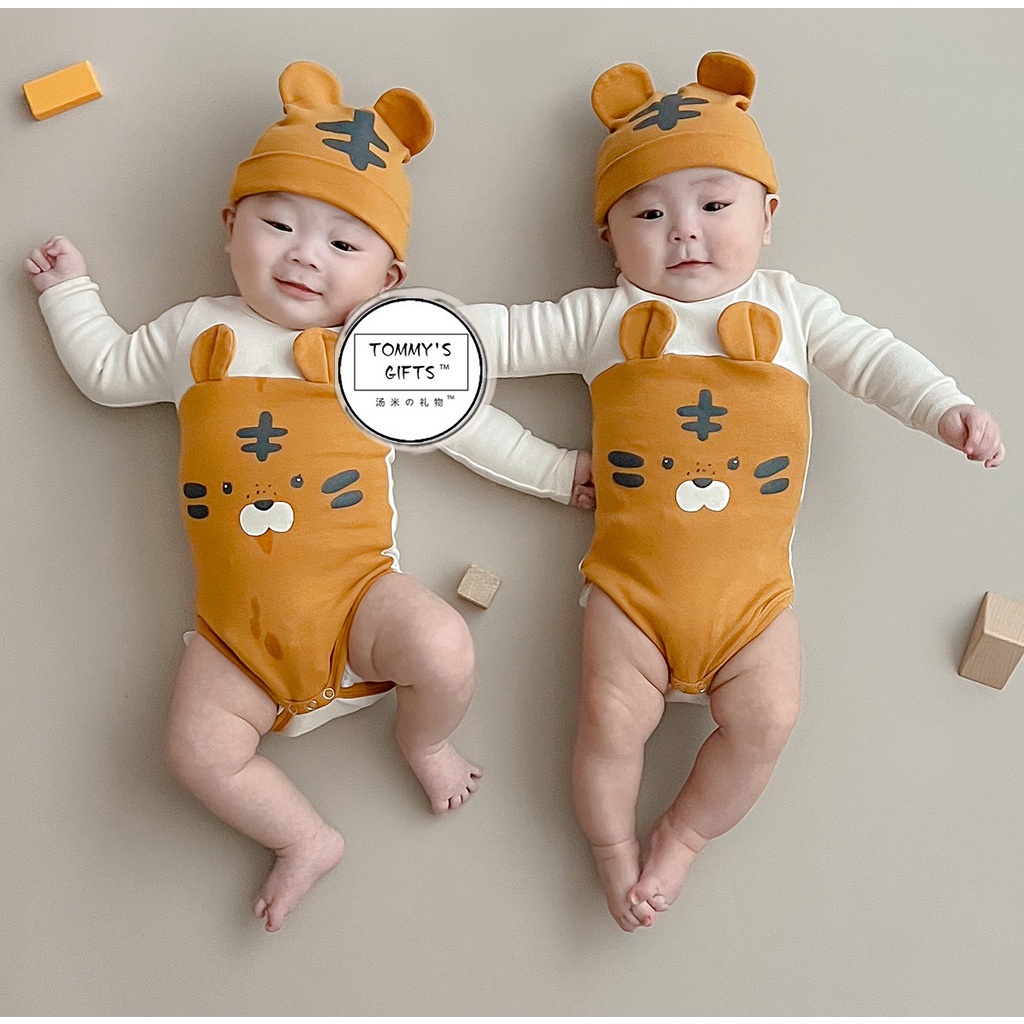 Bộ Áo Liền Quần Tay Dài Kèm Nón Hình Động Vật Dễ Thương Thời Trang Thu Đông Cho Bé Từ 0-2 Tuổi