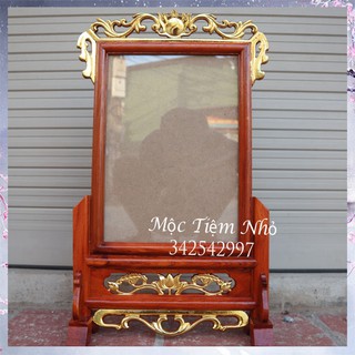 Khung ảnh thờ cúng đơn rát vàng, Khung hình thờ hoa lá tây vàng 5 cỡ ảnh