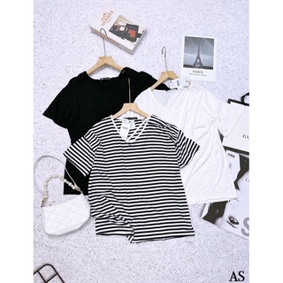 Áo pull kẻ chéo dây vai