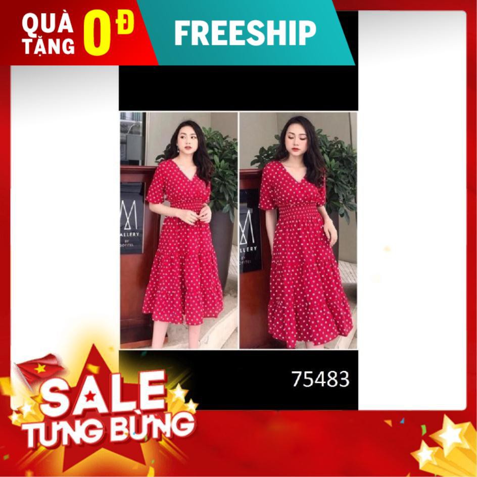 Đầm Lụa Chấm Bi Nữ Sang Trọng Thanh Lịch Mẫu Siêu Đẹp - 75483