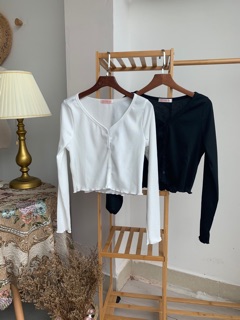 Áo croptop tăm dài tay ulzzang (hình shop tự chụp/sẵn)