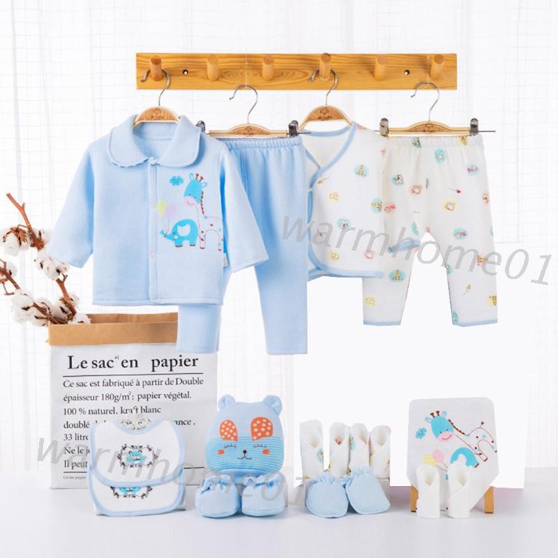 Bộ 18 món áo quần yếm vải cotton giữ ấm xinh xắn cho bé sơ sinh