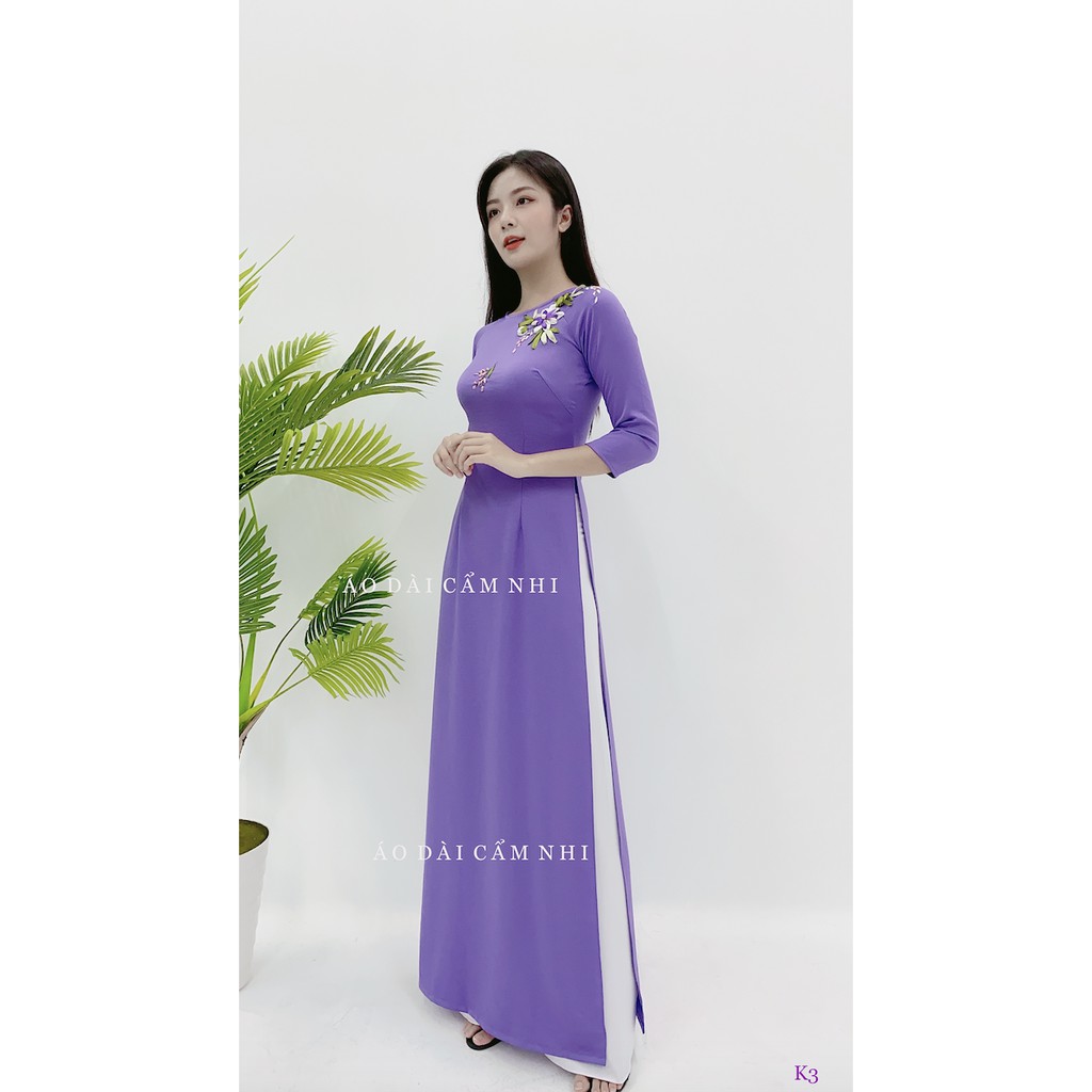 Aó dài truyền thống, Áo dài tím cà kết duy băng đẹp mã K3