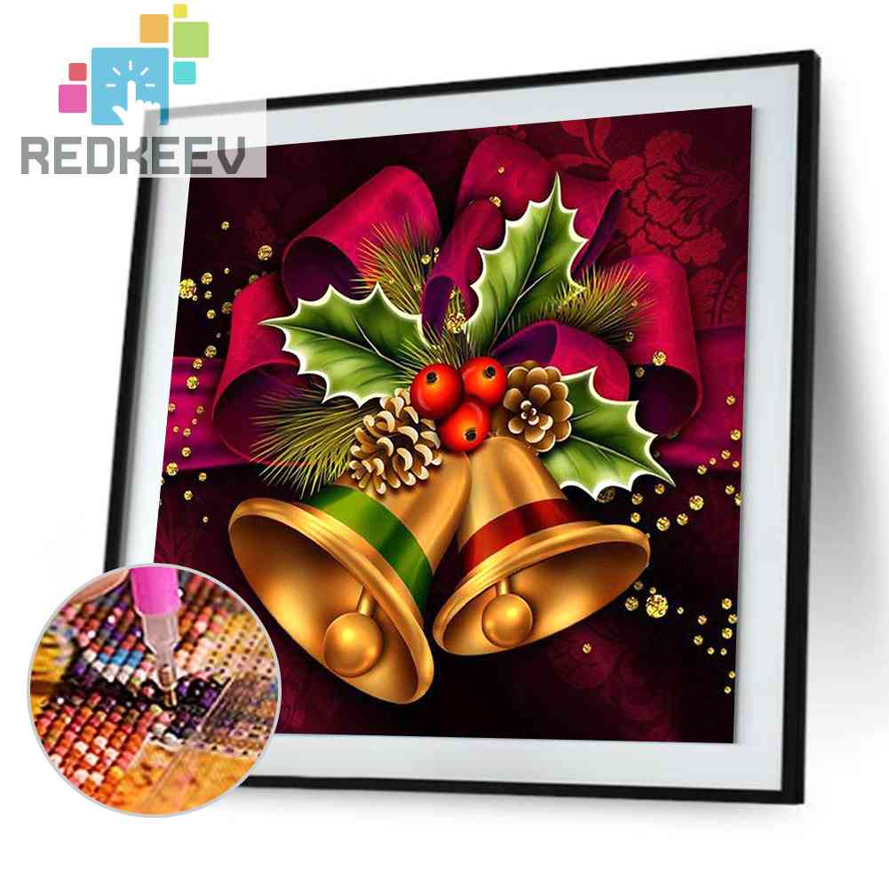 Tranh Đính Đá Kim Cương Toàn Bộ 5D DIY Hình Chuông Giáng Sinh 5D