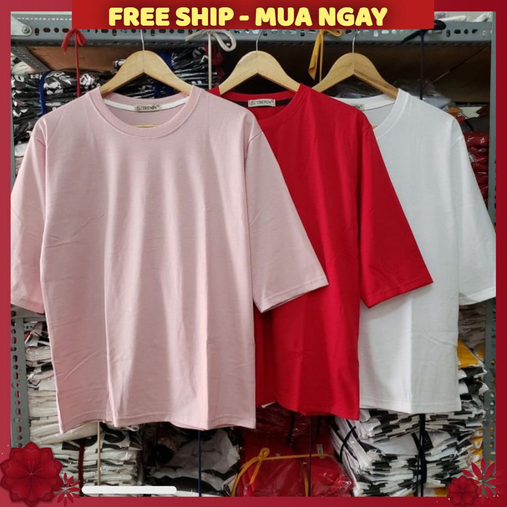 Áo thun form rộng tay lỡ trơn ❤️FREESHIP❤️Áo thun unisex tay lỡ đủ màu one size dưới 65kg | BigBuy360 - bigbuy360.vn