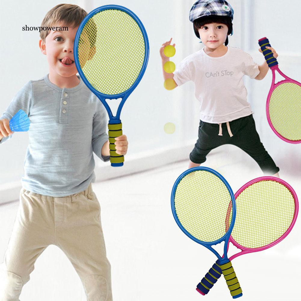 Bộ 2 vợt tennis nhựa + 2 bóng nhựa nhiều màu sắc dành cho các bé