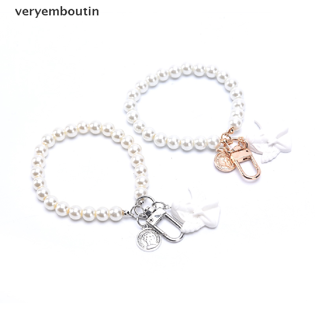 Móc Khóa Thiên Thần Đính Ngọc Trai Giả Phong Cách Vintage Giá Đỡ