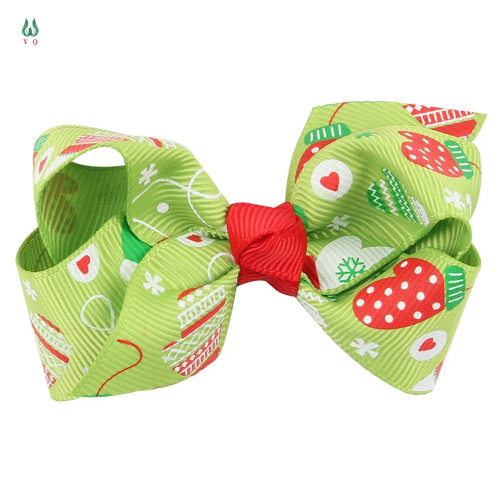 Kẹp Tóc Nơ Họa Tiết Giáng Sinh Thời Trang