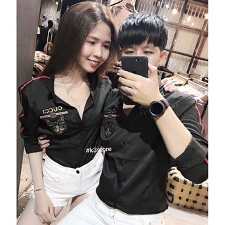 ÁO SƠ MI LỤA ĐÔI COUPLE NAM NỮ BASIC ĐEN/TRẮNG  CHẤT MỀM MỊN
