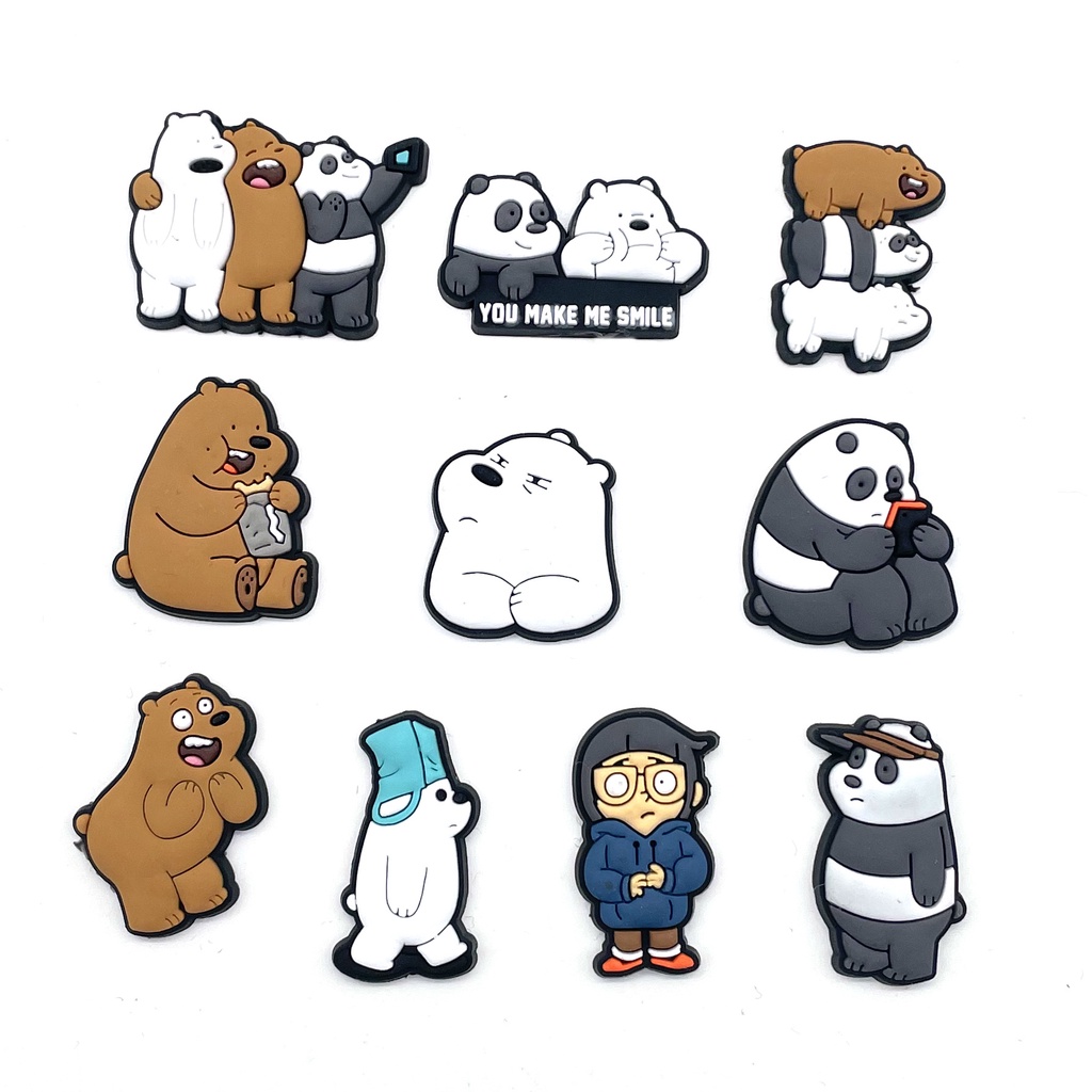 Dép Croc Hình We Bare Bears Trang Trí Giày Sinh Nhật Diy Charms