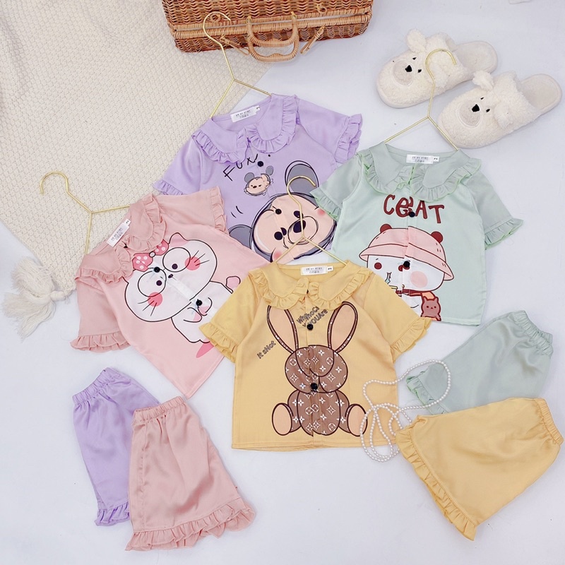 Bộ lụa Pijama cho bé gái từ 10-28kg (1-8 tuổi)