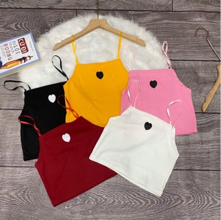 Áo croptop dây in trái tim