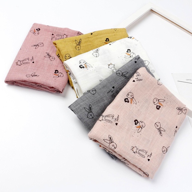 Khăn quàng cổ xô đũi cho bé họa tiết thỏ con ngộ nghĩnh, nhiều màu sắc, kích thước 140 x 30 cm