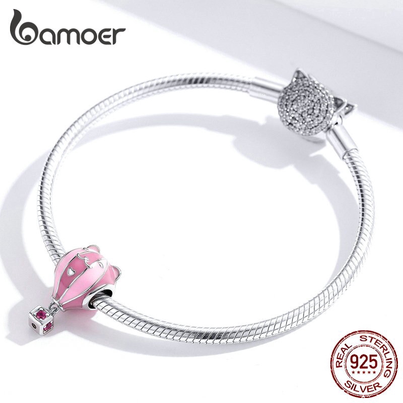 Hạt xỏ vòng tay BAMOER Scc1378 bằng bạc 925 hình mèo dễ thương