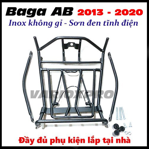 Baga AB 2020 - AB 2013 tĩnh điện phi 10 li loại TO DÀY - Baga xe Air blade AB2020 sơn đen tĩnh điện Inox trắng