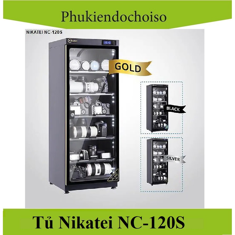 Tủ chống ẩm Nikatei NC-120S- Black  (Dung tích 120 lít)-China . Tặng 01 bộ vệ sinh máy ảnh 8 in 1