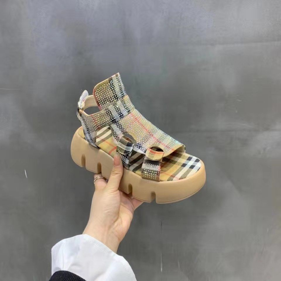 Giày Sandal Hở Ngón Đế Dày Tăng Chiều Cao Phối Khóa Dán Thời Trang Mùa Hè Cho Nữ