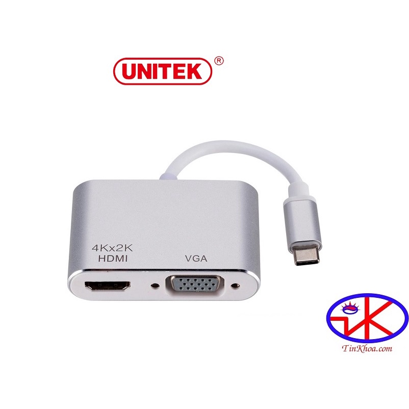 Cáp chuyển cổng Type C sang HDMI ,VGA (TYPE-C RA HDMI 4K + VGA UNITEK V1126A)