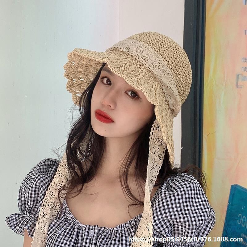 Mũ cói cột dây tiểu thư