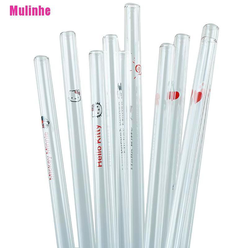 1 Ống Hút Thủy Tinh Trong Suốt Tái Sử Dụng Được Họa Tiết Hoạt Hình Đáng Yêu