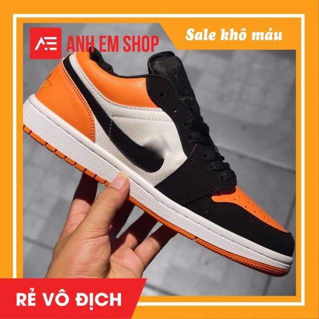 >ẢNH THẬT-HÀNG THẬT< Giày sneaker JD1 thấp cổ đen cam da lộn jodan bóng rổ dành cho nam và nữ