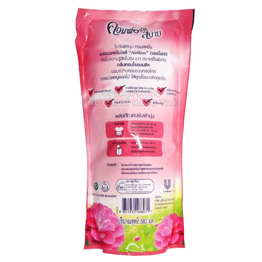 【HOT】Nước Xả Vải Comfort Thái Lan Túi 580ml Hương Hoa Mẫu Đơn (Màu Đỏ)