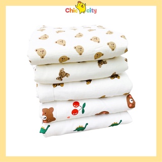 Chăn Xô Đa Năng Cho Bé La Chicca Có Chần Bông Nhiều Họa Tiết Đáng Yêu Vải Muslin Organic Mềm Nhẹ