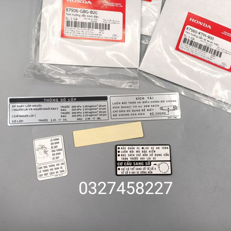 Bộ 4 tem dán thông số xe Super DREAM việt zin chính hãng