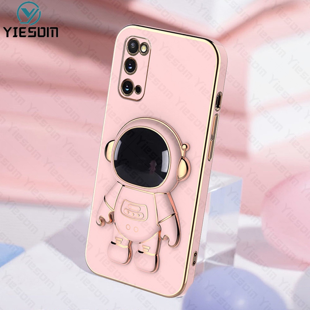 Ốp Điện Thoại Silicon Dẻo Mạ Màu Kèm Giá Đỡ Hình Phi Hành Gia Cho Samsung Galaxy S20 Ultra S20 FE S20 S10 Plus Note 20 Ultra