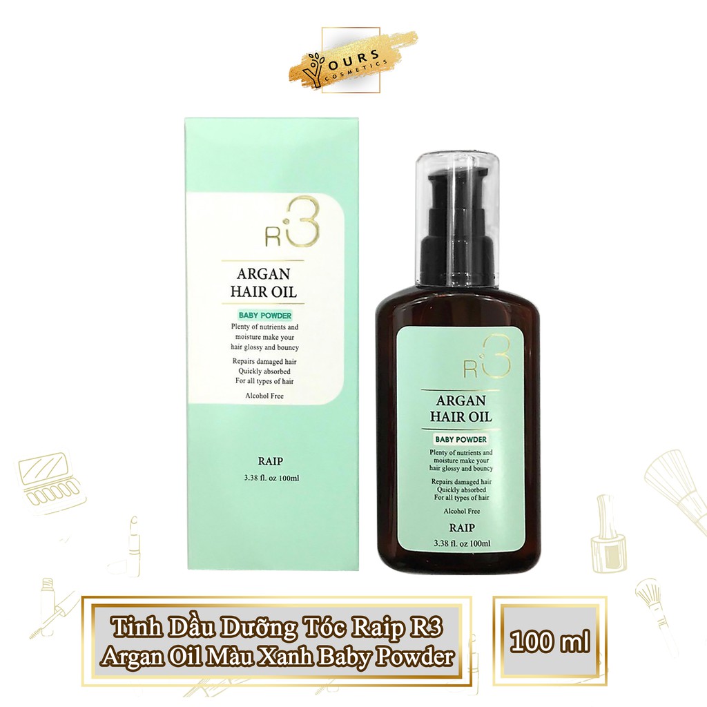 [Auth Hàn] Tinh Dầu Dưỡng Tóc Raip R3 Argan Oil Màu Xanh Lá Baby Powder 100ml