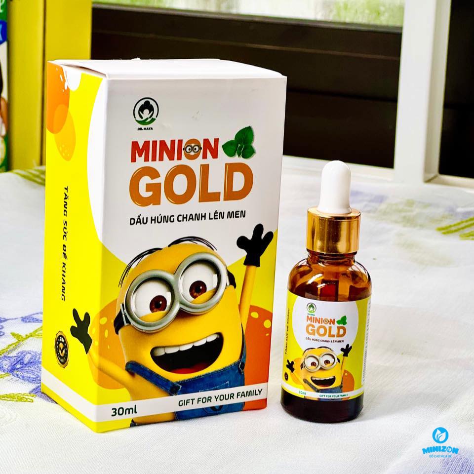 Tinh dầu húng chanh lên men Minion Gold 30ml giảm ho, khò khè, tăng đề kháng cho bé
